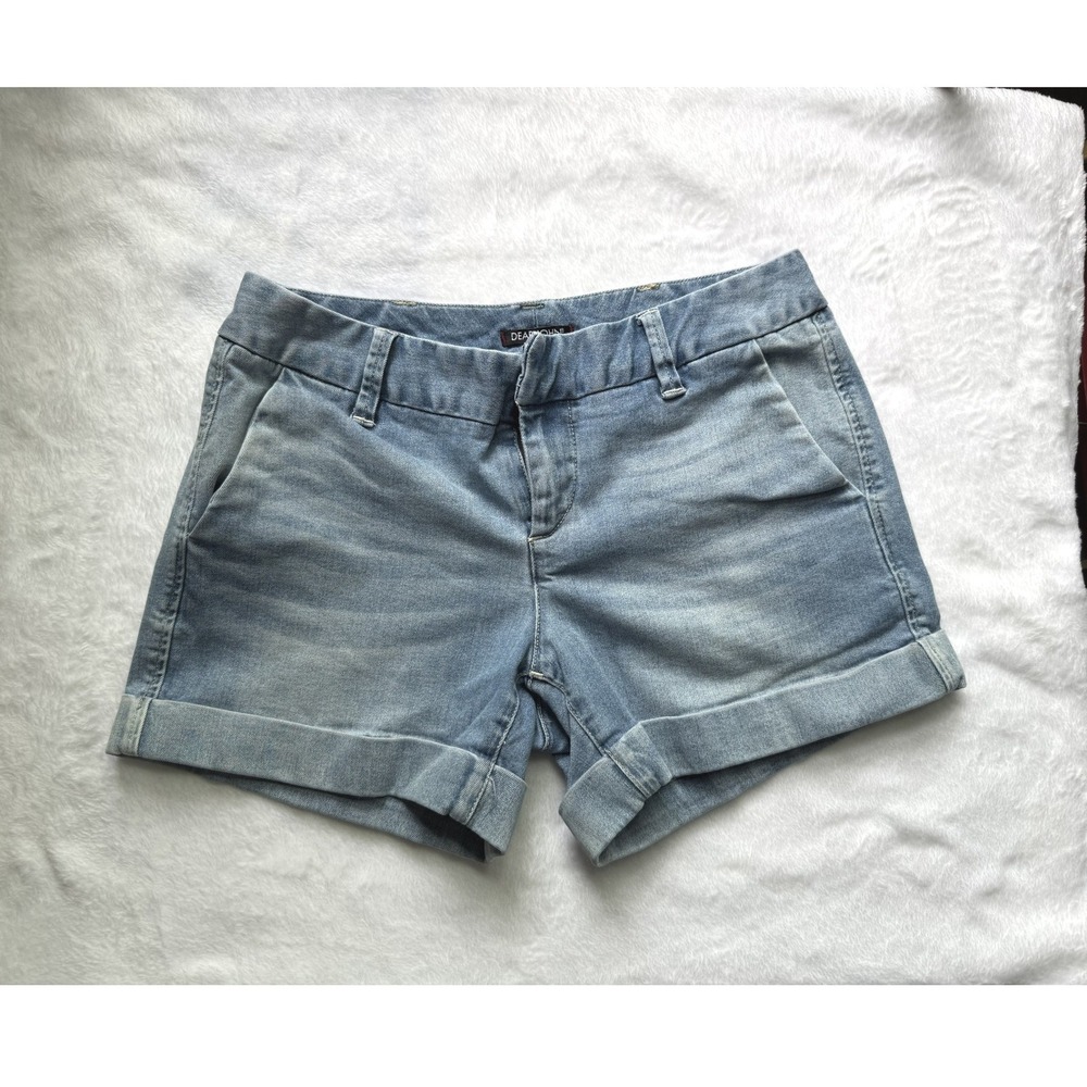 Dear John Womens Light Wash Cuffed Denim Jean Shorts Size 28 Stretch Casual